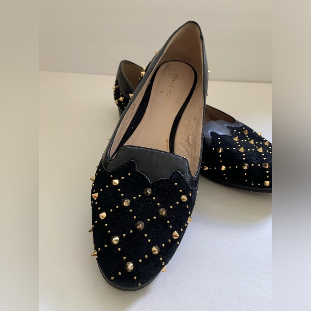 Pelle Moda Black Suede Shoes,  Spike Embellishments, Sz 10, Reduced Shipping